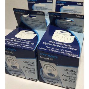 4 Rolls DYMO CD/DVD Labels Per Roll 2-1/4in dia, W